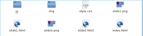 Die neu angelegten Ordner der HTML-Präsentation
