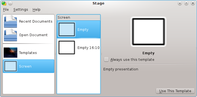 Der Calligra-Startdialog