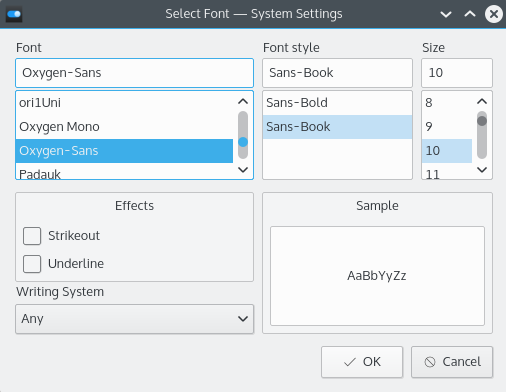 The font selector.