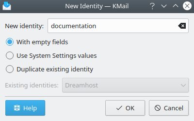 The new identity dialog