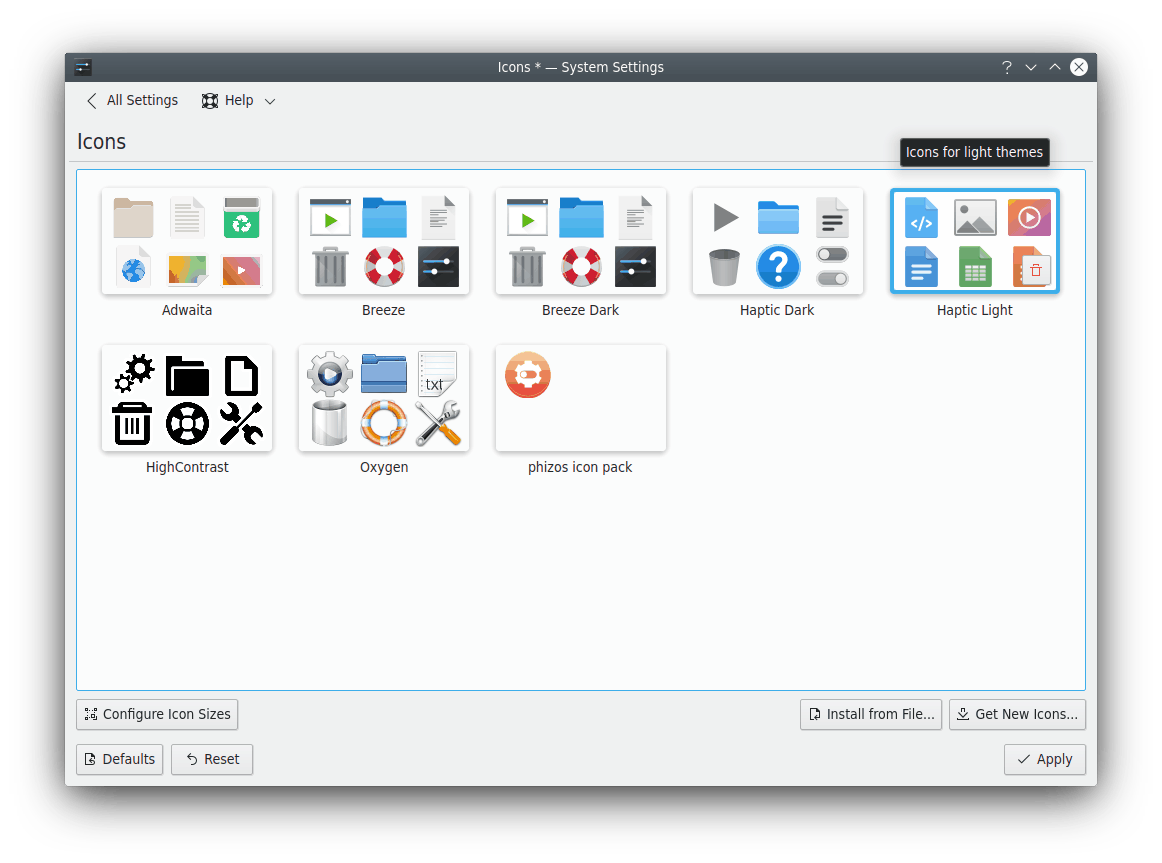 Personalizar iconos en Plasma™