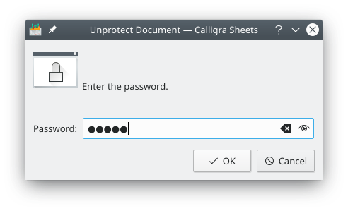 La boîte de dialogue pour la suppression de la protection de document
